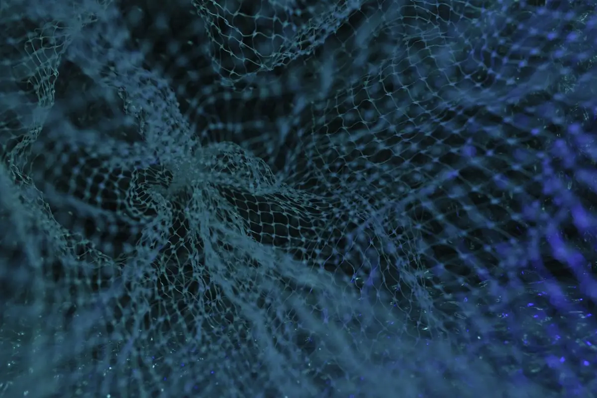 An abstract blue network mesh