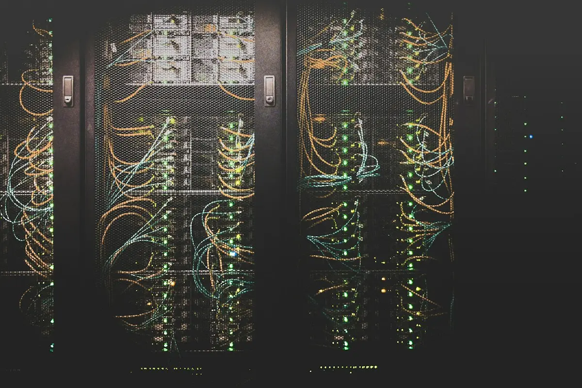 Server racks with network cables in a data centre