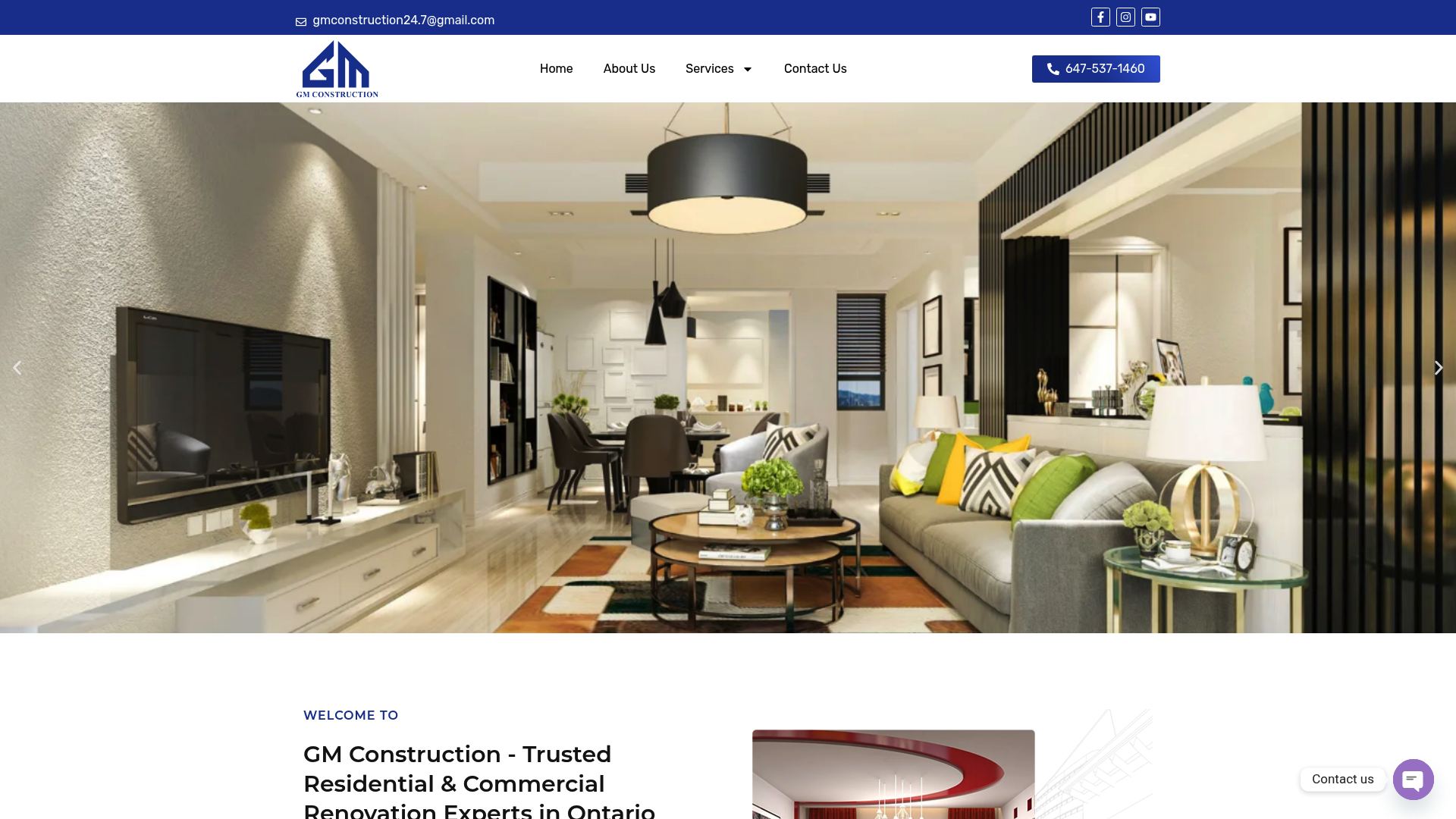 GM Construction website screenshot
