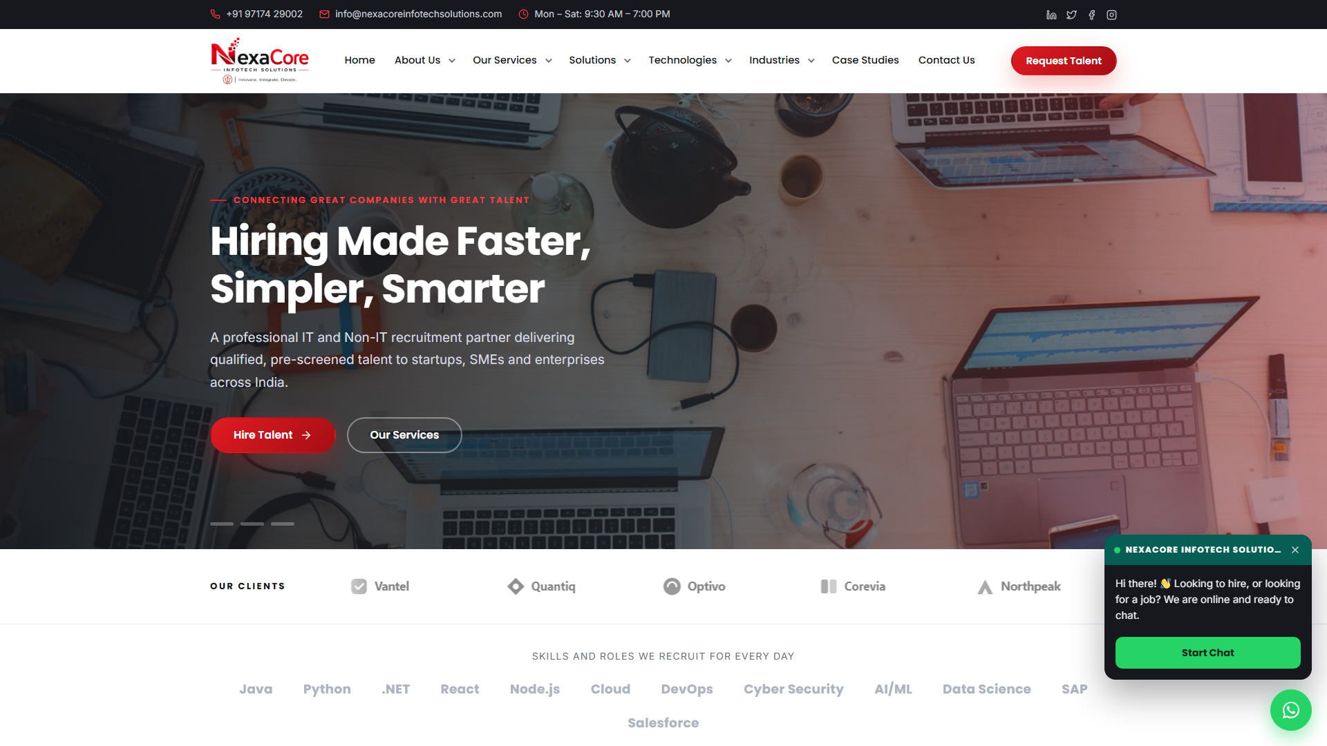 NexaCore Infotech Solutions website screenshot
