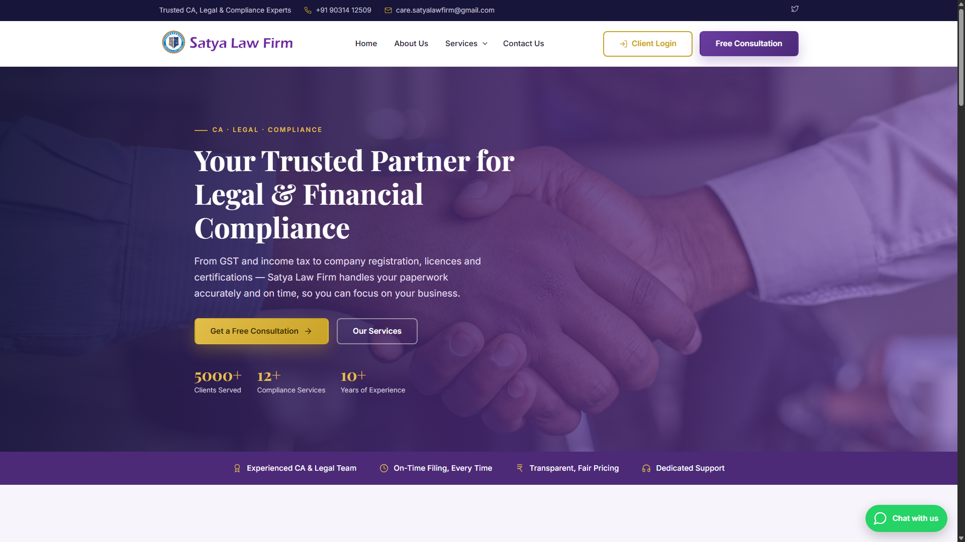 Satya Law Firm website screenshot